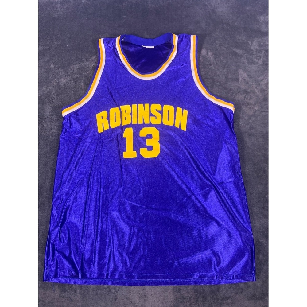 Vintage Coca-Cola Robinson 13 Basketball Jersey Purple Yellow Men Size L 21x31